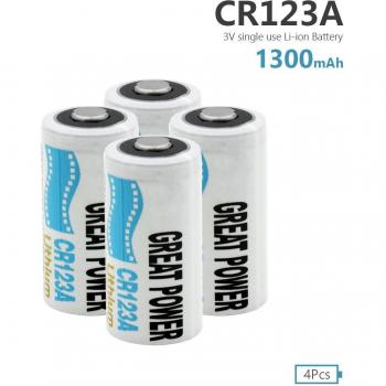 4 Pcs 3V CR123A Lithium Manganese Dioxide Batteries