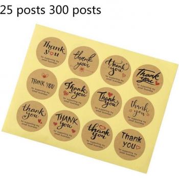 Étiquettes rondes en papier Kraft Merci - 300 autocollants