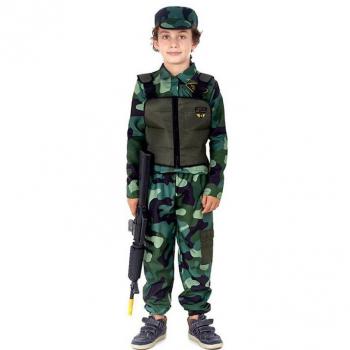 Disfraz de Militar para Niños con Gorra Verde Camuflada