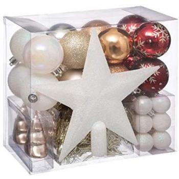 Éclat de Noël – Ensemble Boules 44 pieces (Blanc, Doré, Cuivré, Rouge)
