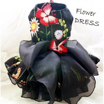 Ropa de Perro Princesa - Tutú Bordado Negro