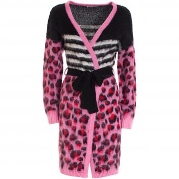 Cardigan over size in jacquard multicolore