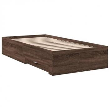 VidaXL Bed Frame with Drawers Brown Oak 75x190 cm Small Single