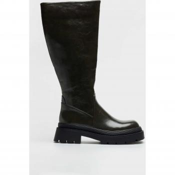 Botas Alta Elegancia Verde Charol Sintético