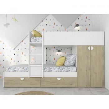 Letto a castello 263,8x107,4 cm bianco opaco e rovere con armadio - Varazze
