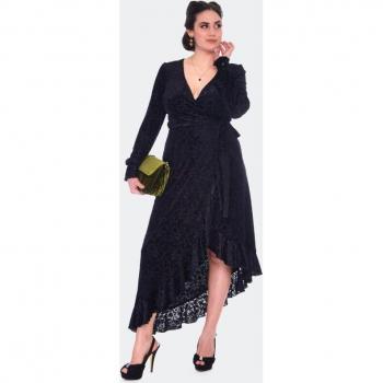 Vestido Envoltura Gótico Devore - Voodoo Vixen - Negro