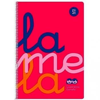 Cuaderno fº 5mm 80h 90g tapa plastic rosa fluor lamela 7ftp005r