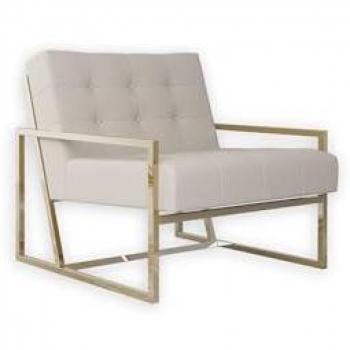 S-Style Elfriede Loungesessel – Goldene Füße, Beige Bouclé Stoff