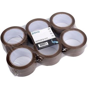 Pavo Packband Brown PP Tape Roll Set – 6 × 66 m / 50 mm