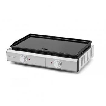 Riviera & Bar Plancha électrique QPL1060 émaillée, 57 × 35 cm, 2 brûleurs, gris