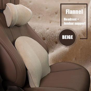 QUEES Memory Foam Car Headrest and Backrest Pillow - Skin-Friendly Velvet