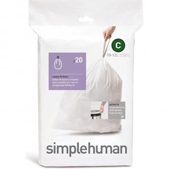SimpleHuman Bolsas de Basura 20 Cajas (10-12 L) – Color Blanco