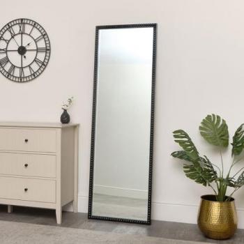 MELODY MAISON Large Rectangle Black Lacquered Bobbin Bobble Wall Mirror 168cm x 54cm