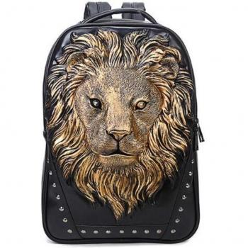 3D PU Animal Lion Head Backpack