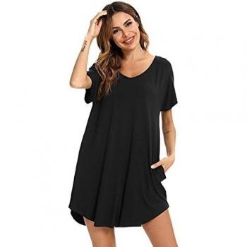 Camisón Negro de Algodón para Mujer Aseniza Tallas Grandes