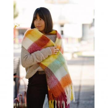 Écharpe en laine tartan jaune - Mariquita Trasquilá