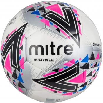 Mitre Futsal Soccer Ball - White/Pink for Ages 6-9