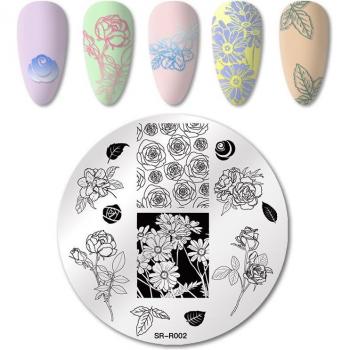 Placa de Estampado de Uñas Mtssii con Diseño Floral