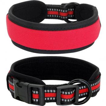Adjustable Nylon Dog Collar - Reflective and Padded for Pitbulls, French Bulldogs, Pugs, Beagles