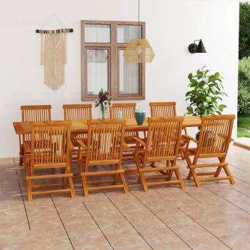 9-Piece Solid Teak Wood Garden Dining Set