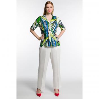 Plus Size Green V-Neck Short Sleeve Stretch Knit T-Shirt with Abstract Leaf Print, Women, Size 24/26, Viscose