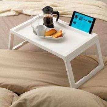 Mesa de cama Confortime plegable blanca 35,5x68x26 cm
