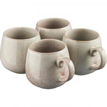 Nordic Stoneware Mugs 350ml Reactive Glaze Grey Set of 4