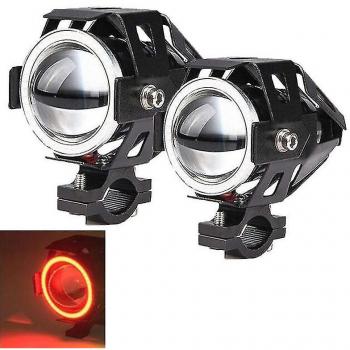 Phare LED U7 125W pour Moto avec Lumière Rouge - 2 unités