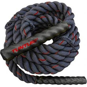 Tunturi 9m Black Battle Rope for CrossFit and Strength Training