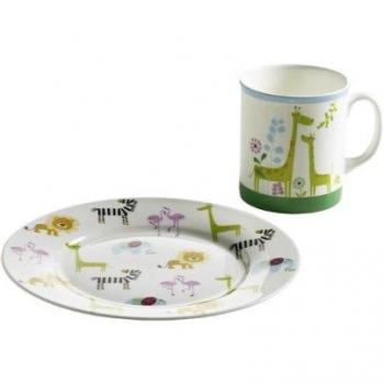Maxwell & Williams S95003 Kinder Safari Set: Porzellan Tasse & Teller im Giraffe‑Design
