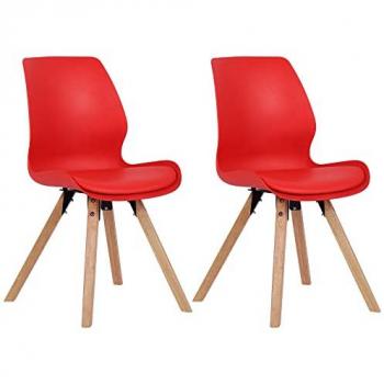 Set di 2 sedie da pranzo Luna in plastica rossa