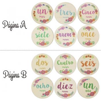 Floral Printed Milestone Cards for Newborns - 6 Wooden Cards