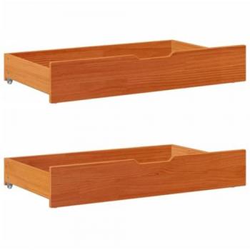 VIDAXL Cassettoni per Letto 2pz Marrone Cera 90x55x16 cm Legno di Pino