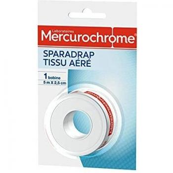 MERCUROCHROME SPARADRAP TISSU AÉRÉ 1 BOBINE 5MX2.5CM