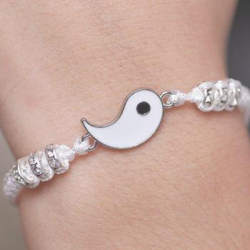 Bracelet émaillé en cuir avec pendentif Tai Chi chinois pour femme