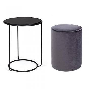 Set pouf e tavolo Annikka Grigio Scuro
