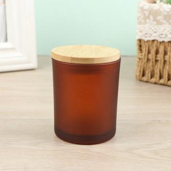 Tarro de vela de 200ml con tapa de bambú