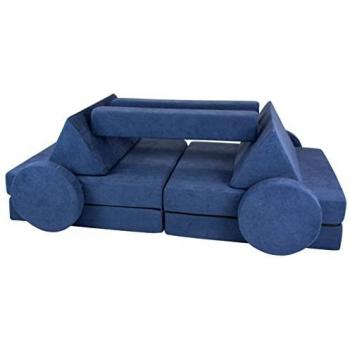 Canapé Junior Modulaire en Mousse Multifonctionnel Bleu Marine pour Enfants 5 Blocs
