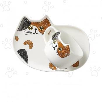 Kreative Katzenkaffeetasse mit Untertasse