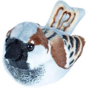 Wild Republic Plüschvogel Spatz mit Vogelgesang, 13 cm