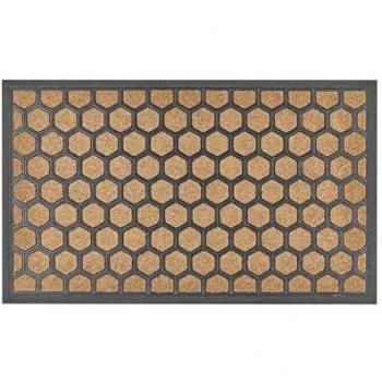 Beliani - Zerbino moderno per interni 45 x 75 cm a forma di pettine di miele con fondo in gomma antiscivolo naturale e nero
