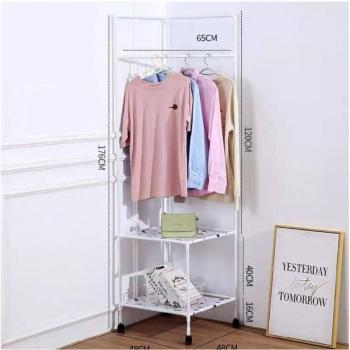 Porte-manteau multifonctionnel d'angle en métal blanc