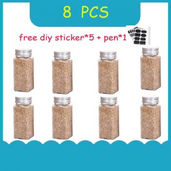 Square Glass Seasoning Container Set (3-12 Pieces)
