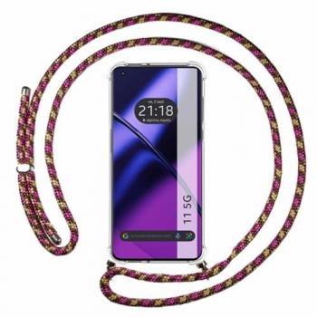 Funda Colgante Transparente Oneplus 11 5G Rosa/Dorado
