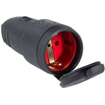AS Schwabe 60415 Rubber Safety Socket 230V Black IP44