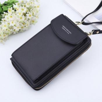 Bolso bandolera de PU con compartimentos para teléfono y tarjetas