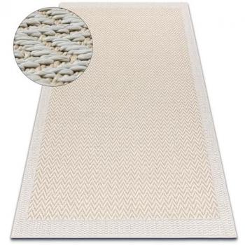RUGSX Cream Zigzag Flat-Woven Rug
