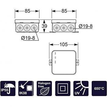 Caja 3052 estanca 85x85 ip55 de famatel caja de 8 unidades