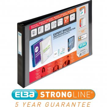 Elba Vision Ring Binder PVC 4 D-Ring A3 30mm Rings Landscape Black (Pack of 2)