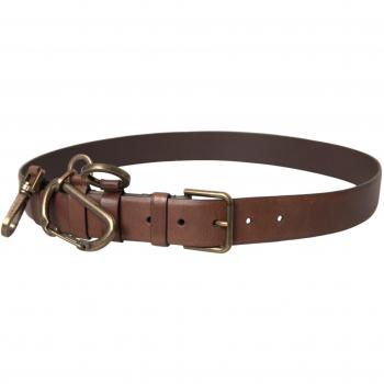 Cintura in Pelle Marrone con Fibbia Dorata